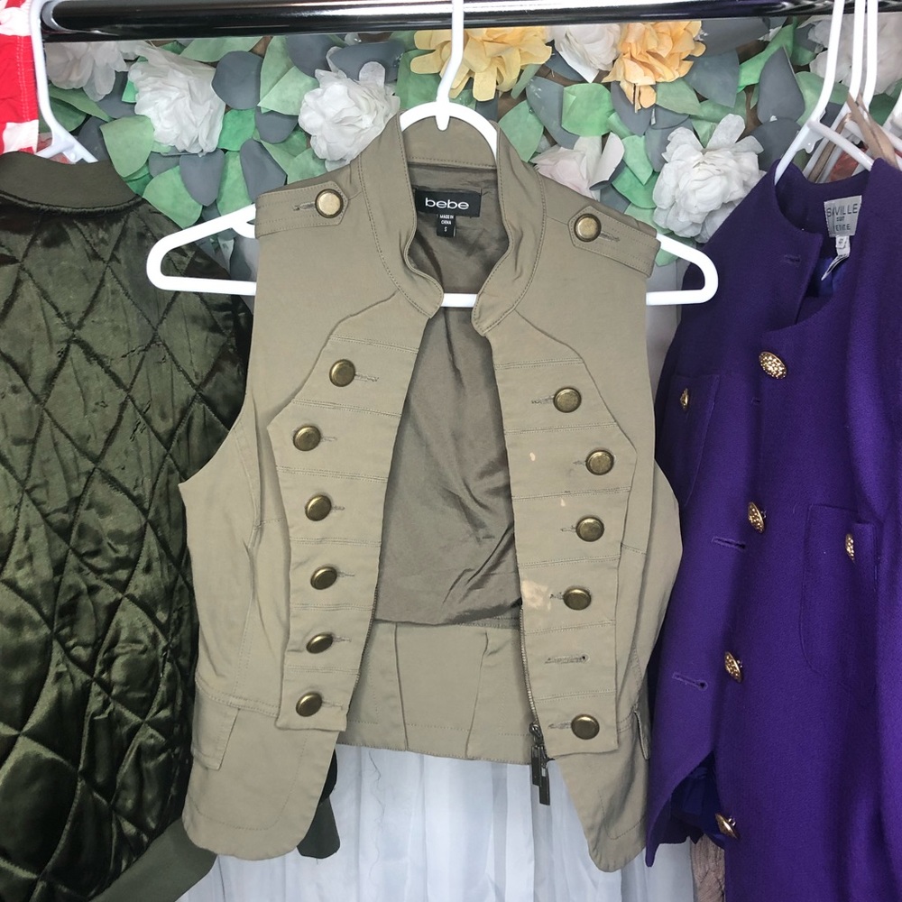 Bebe Double Breasted Green Vest